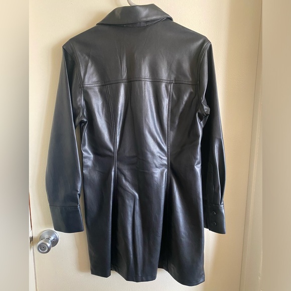 Abercrombie & Fitch Black Vegan Leather Shirt Dress. Size US 8 Petite. - Picture 2 of 3